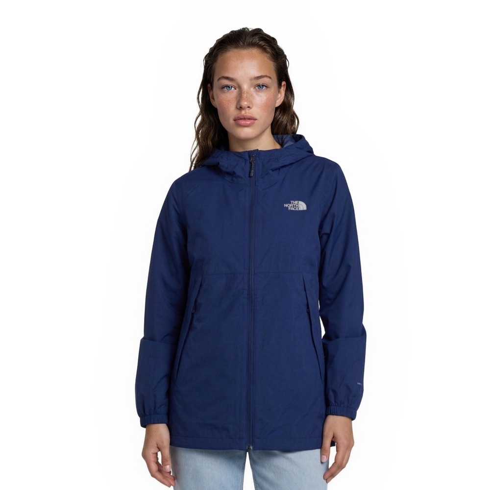 New The North Face Antora Parka Women's Size 1X Blue DryVent Hooded Rain Jacket